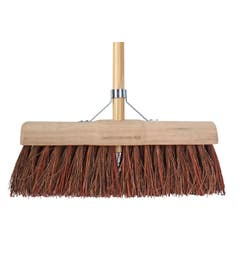 Gemeente bezem 45 cm met steel - Bruine haren
