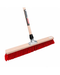 Straatbezem 60cm nylon rood met bezemsteel 160 cm