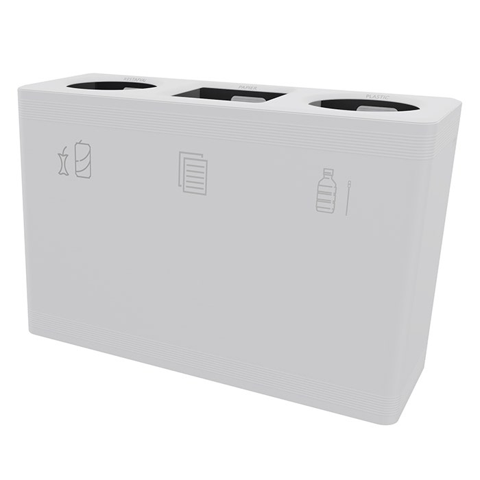 Trio afvalbak Ditch XL 3x90 liter wit - restafval + papier + plastic