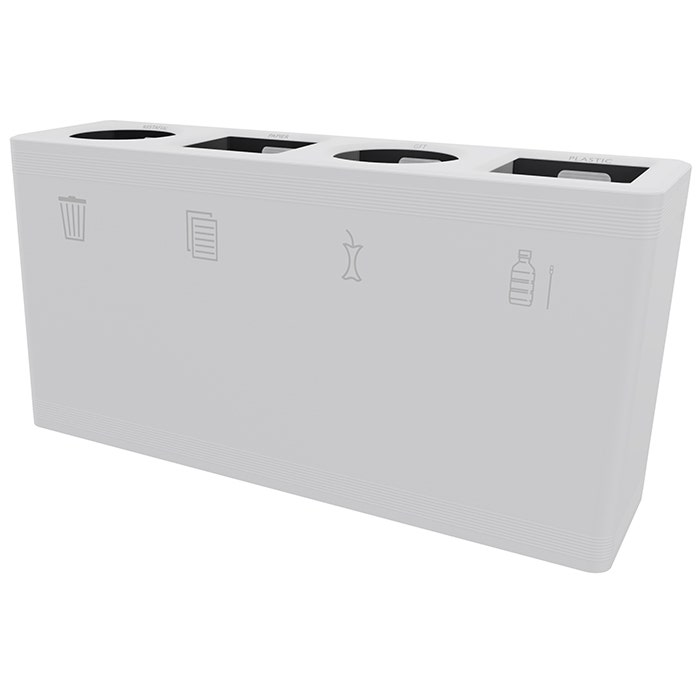 Quattro afvalbak Ditch XL 4x90 liter wit - restafval + papier + GFT + plastic