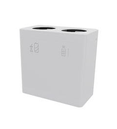 Duo afvalbak Ditch L 2x60 liter wit - restafval + plastic