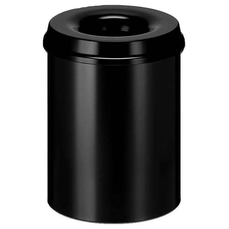 Vlamdovende prullenbak 15 liter | Zwarte vuilnisbak | Papierbak | Vlamdovende afvalbak