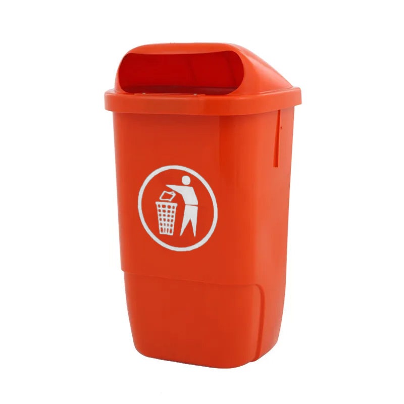 Kunststof buitenafvalbak 50 liter DIN oranje - Tidyman wit