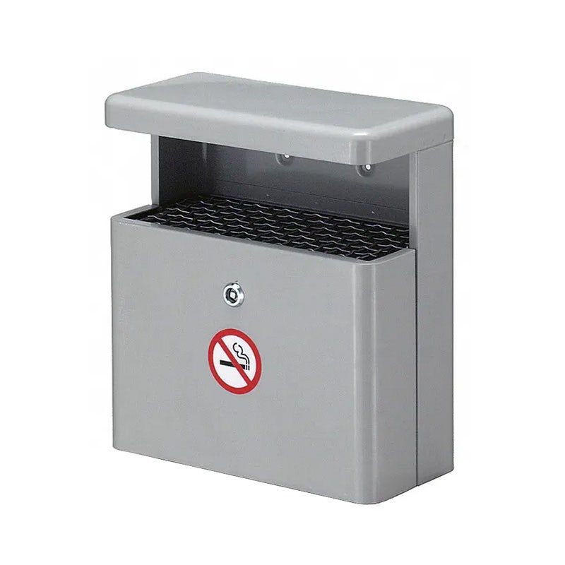 Aluminium wandasbak met afdak grijs | Asbak voor buiten