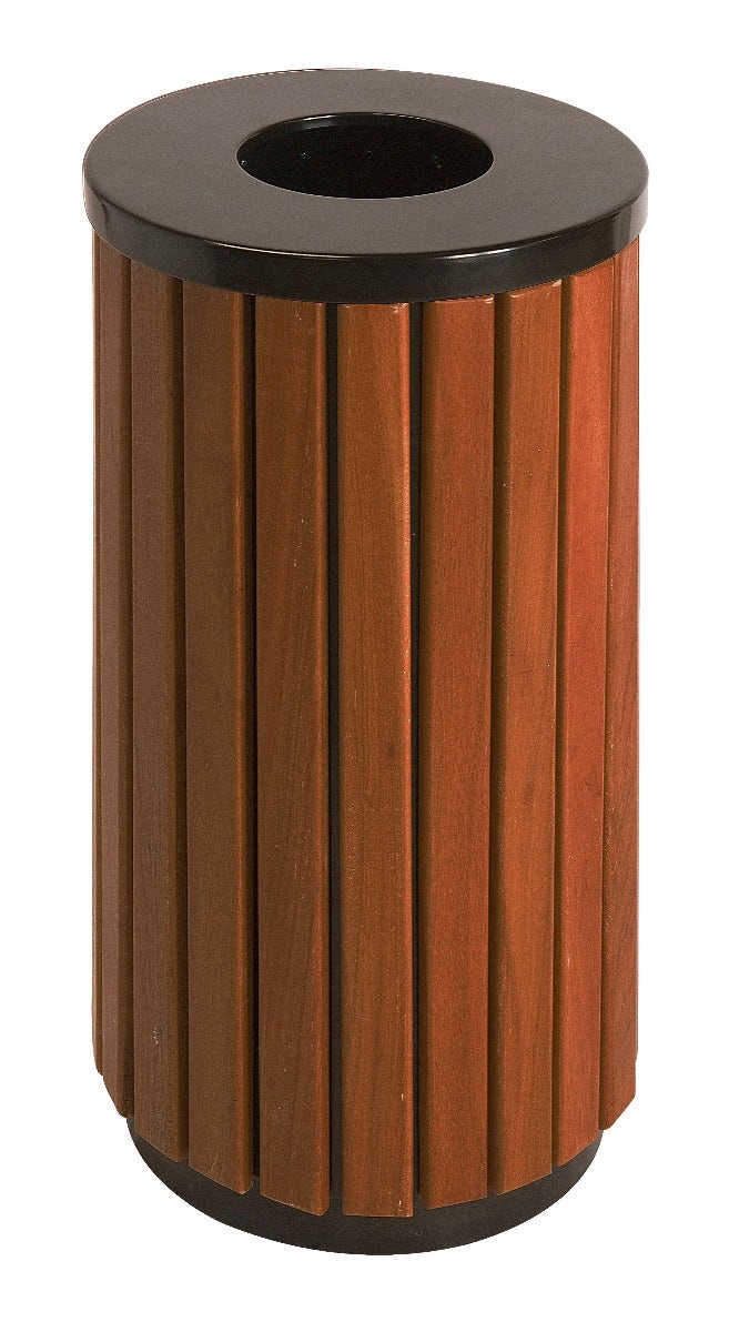 Houten buitenafvalbak 40 liter met zwart open deksel