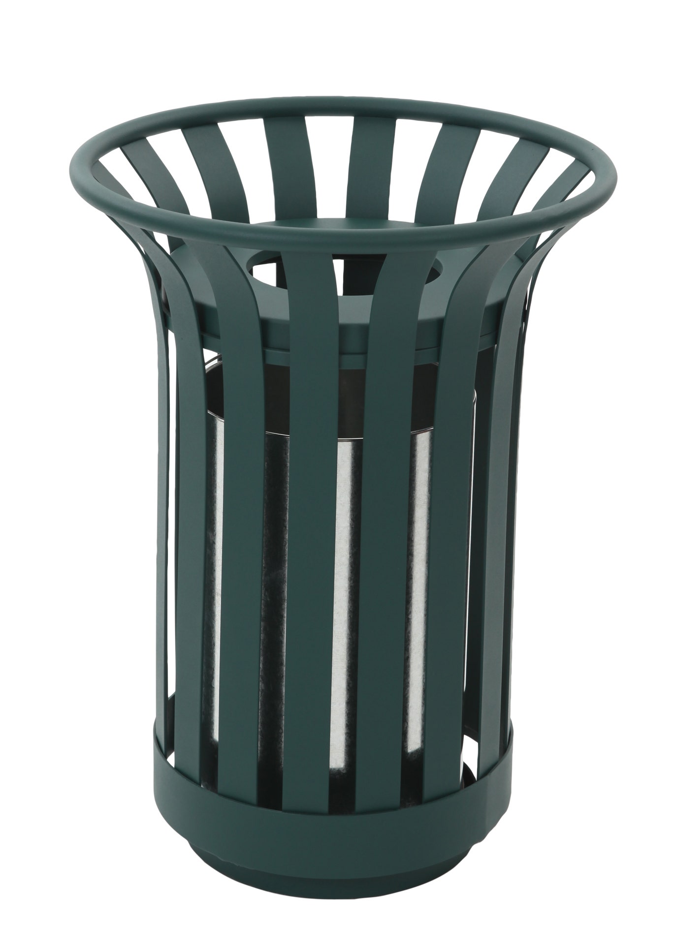 Buitenafvalbak staal 23 liter groen met trechterinworp