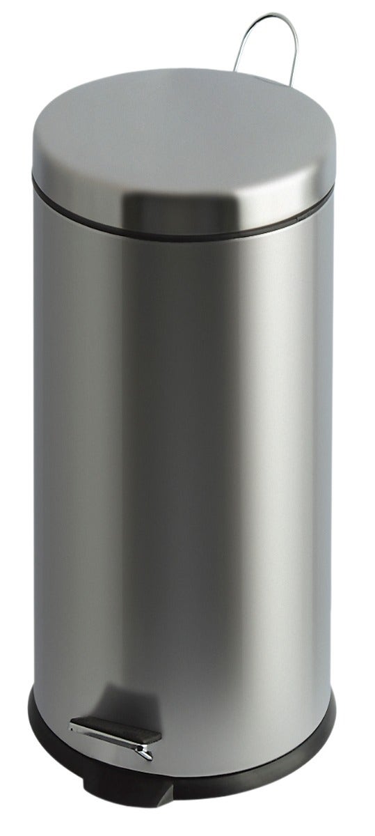 Stijvolle mat RVS pedaalemmer 30 liter