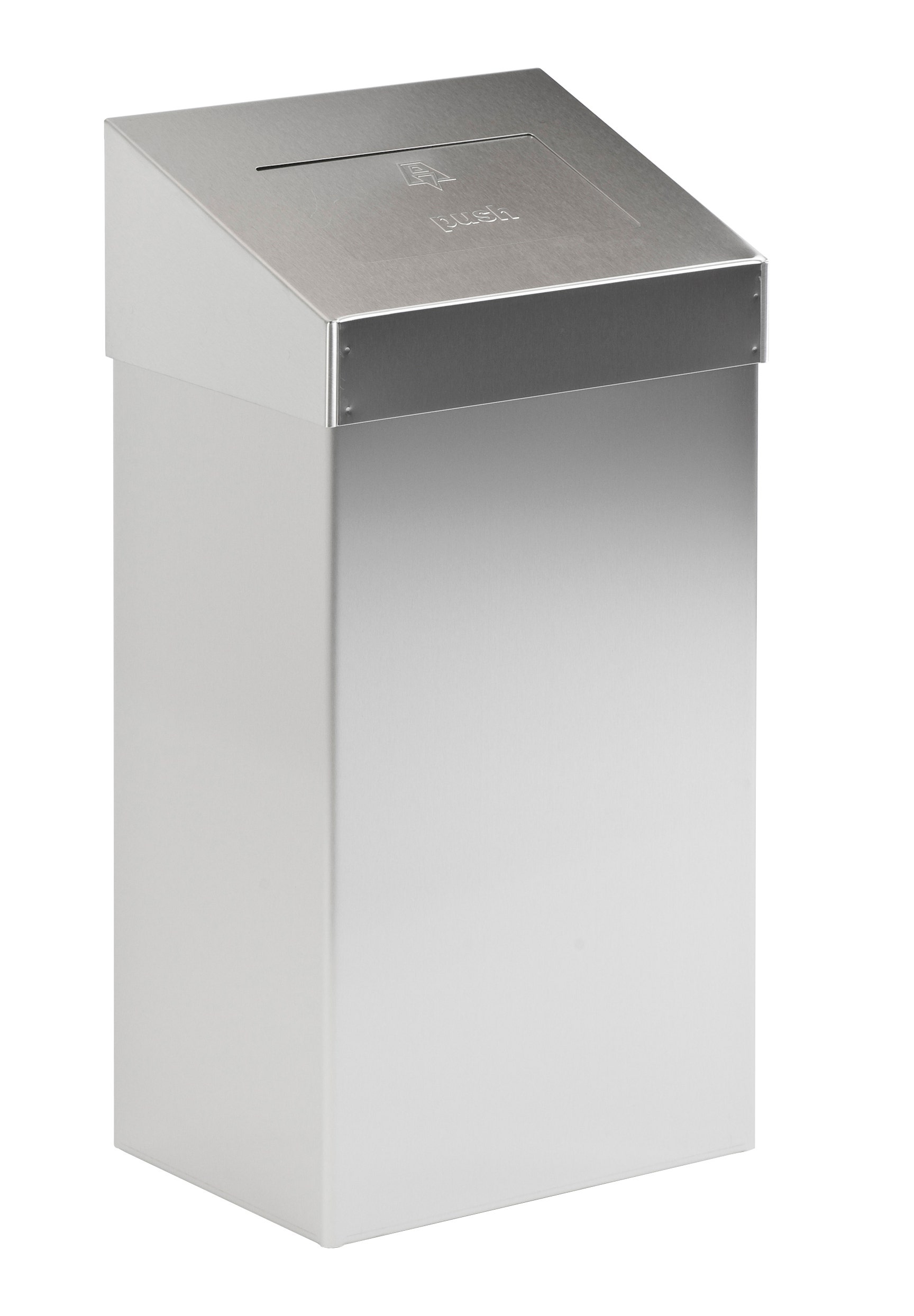 Sanitaire afvalbak met pushdeksel 50 liter mat RVS