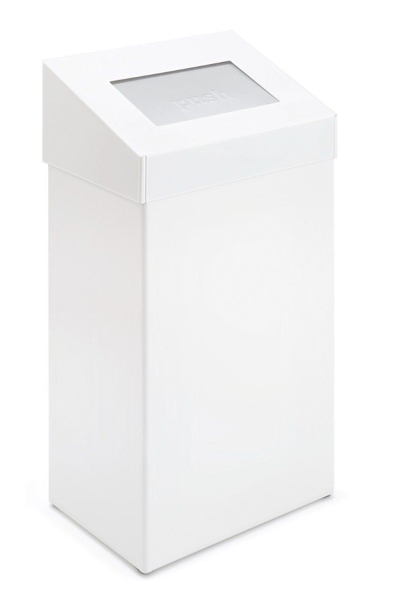 Sanitaire afvalbak 50 liter - Wit met RVS pushdeksel 