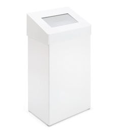 Sanitaire afvalbak 50 liter - Wit met RVS pushdeksel