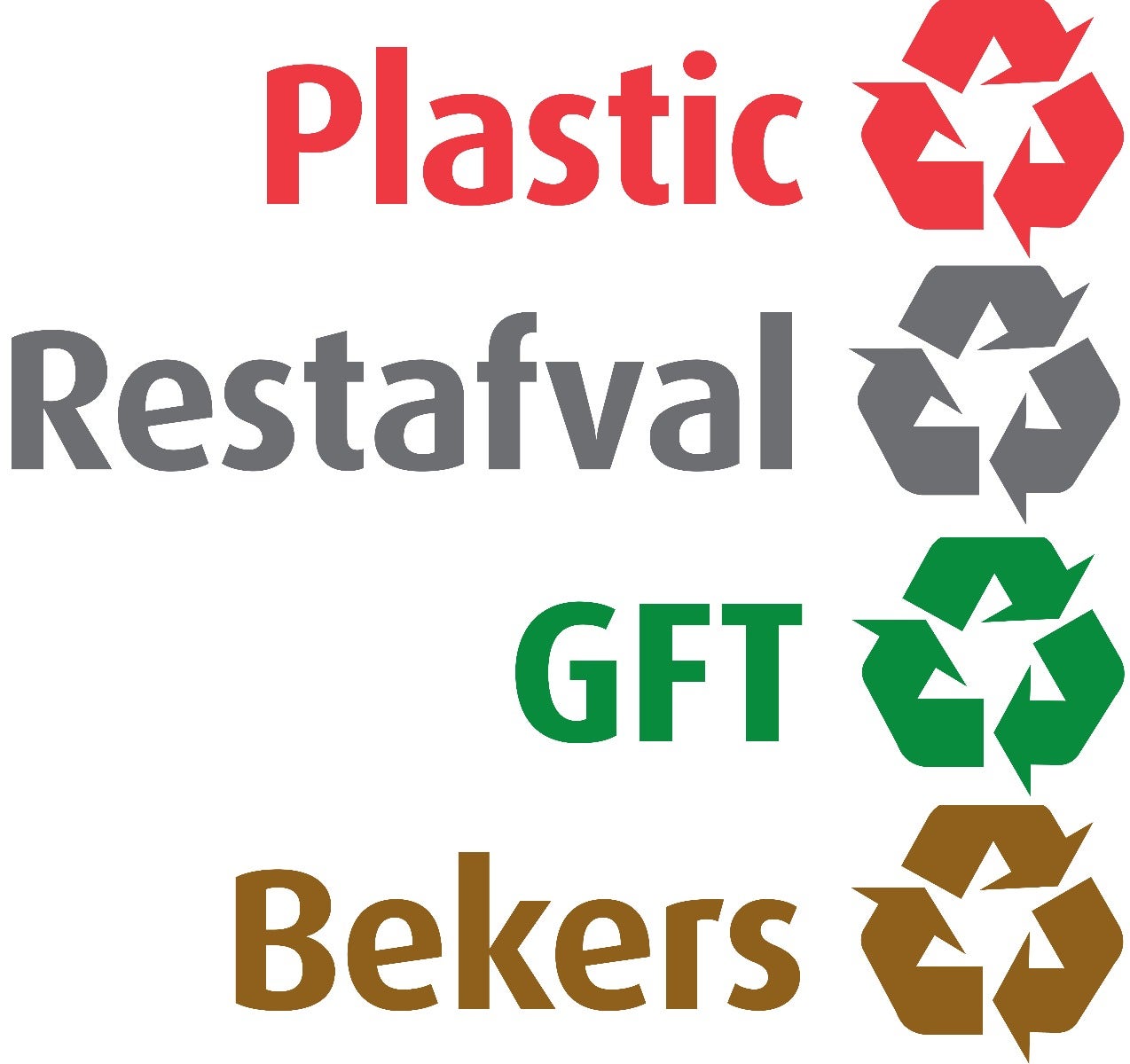 Stickerset recycling 500x120 mm (4x) voor Carro
