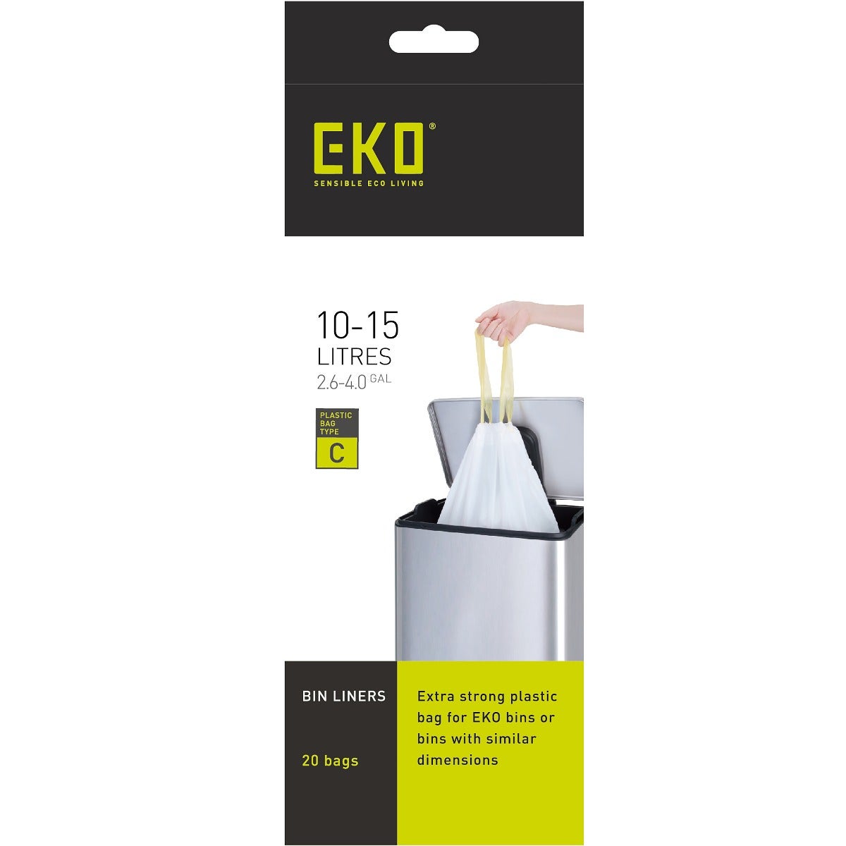 EKO afvalzakken type C | 10 - 15 liter | Doos 24 rollen à 20 stuks