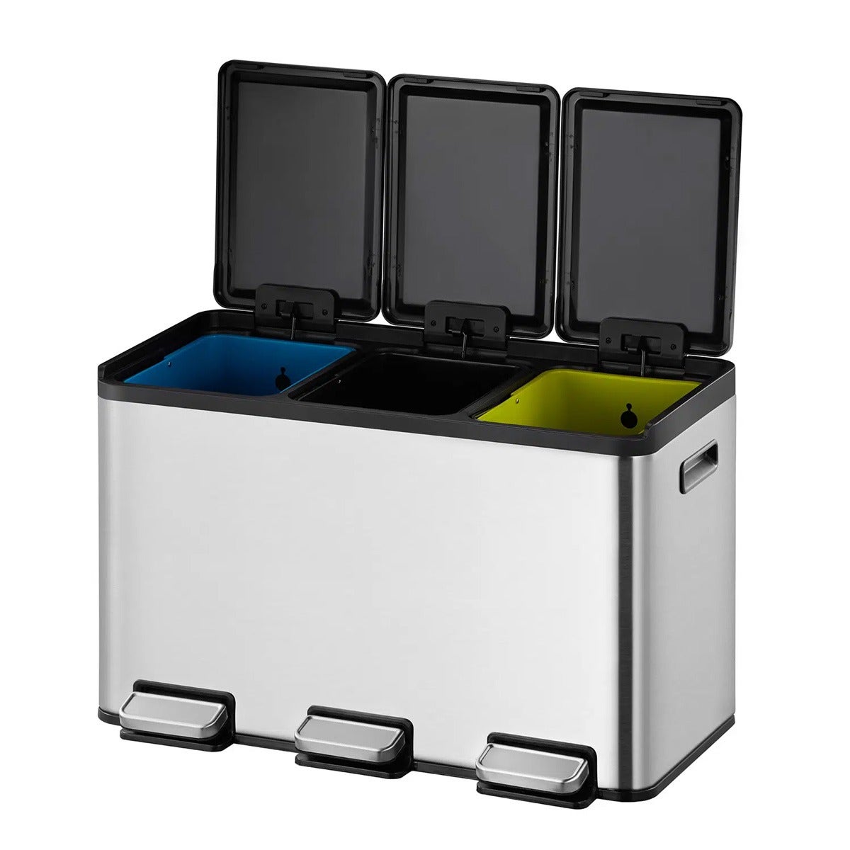BRASQ Push Bin Prullenbak - Vuilnisbak Met Uitneembare Afvalemmer Afvalbak Prullenbakken 30 Liter Rvs