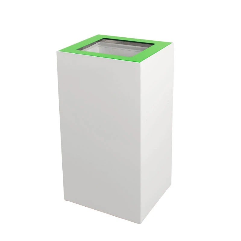 EKObin stalen afvalbak 90 liter wit met groen open deksel