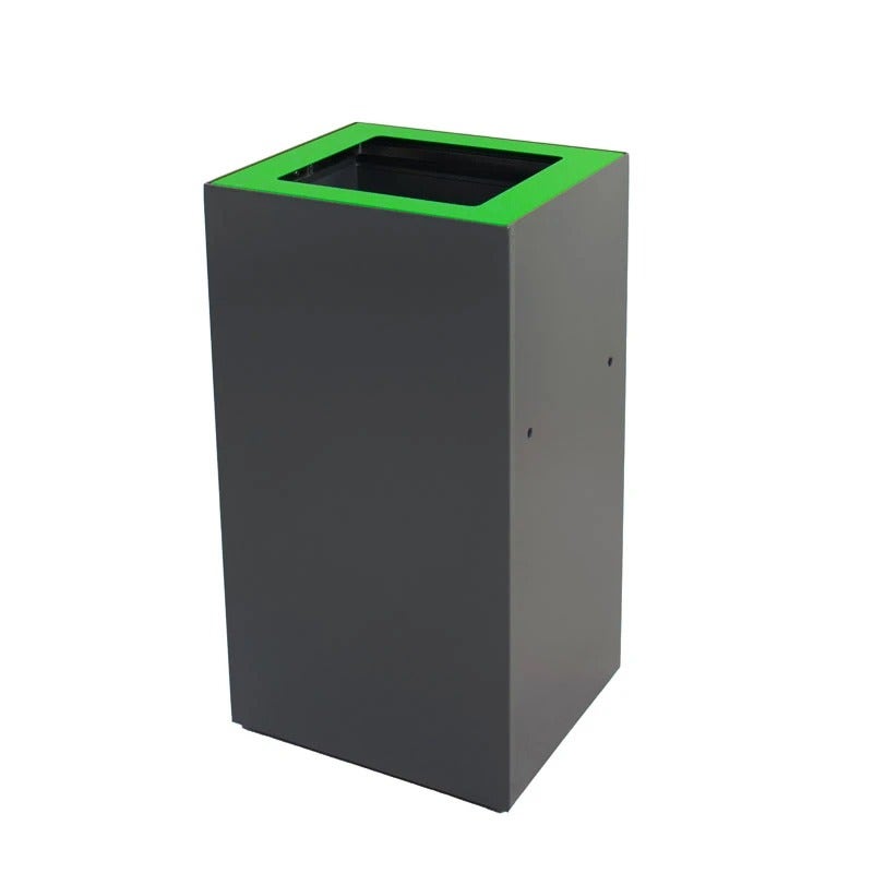 EKObin afvalbak 90 liter - Antraciet met groen deksel