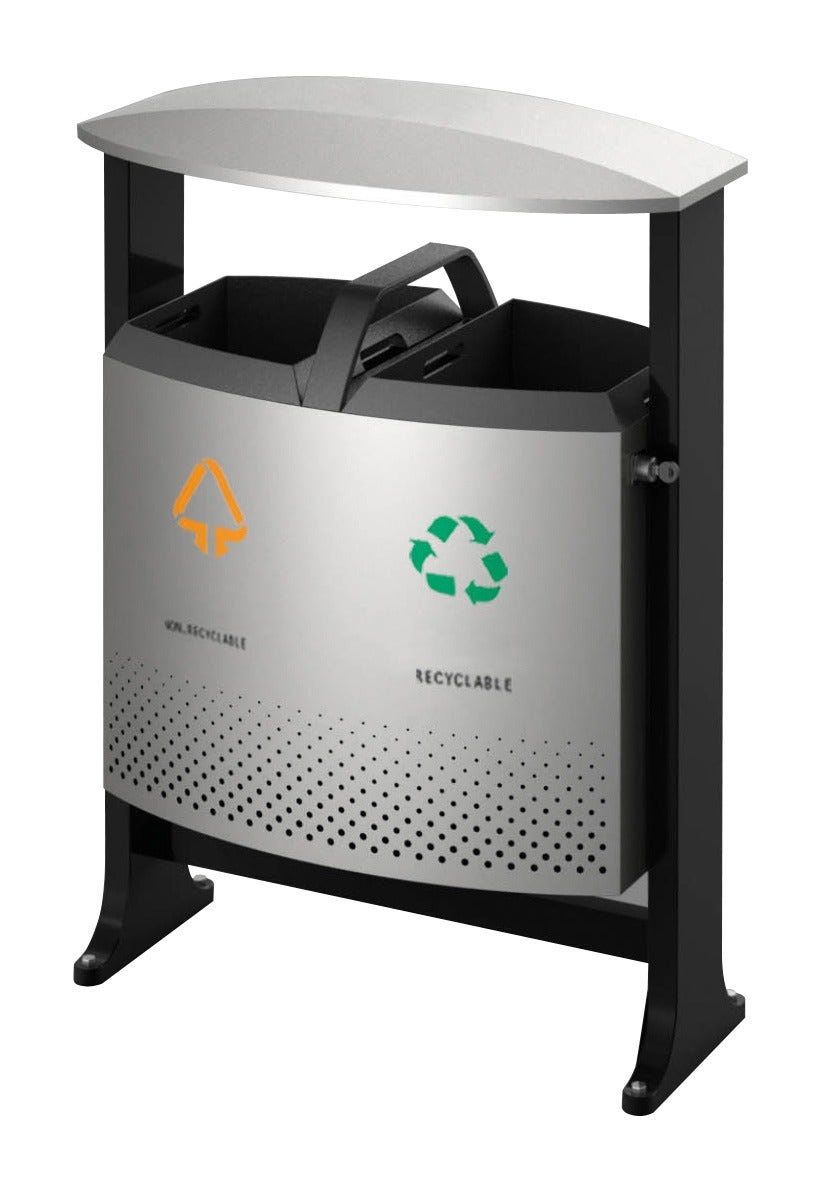 Buitenafvalbak afvalscheiding 2x 39 liter zwart/aluminiumgrijs