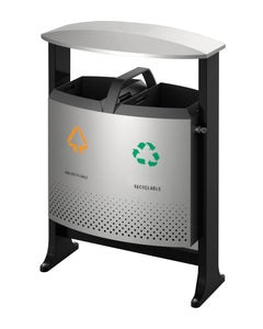 Buitenafvalbak afvalscheiding 2x 39 liter zwart/aluminiumgrijs