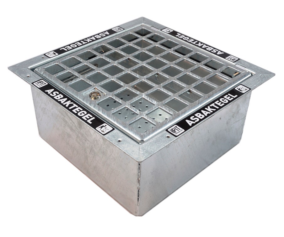 Asbaktegel 30x30x18 cm - Asbak voor in de grond - Staal verzinkte tegelasbak