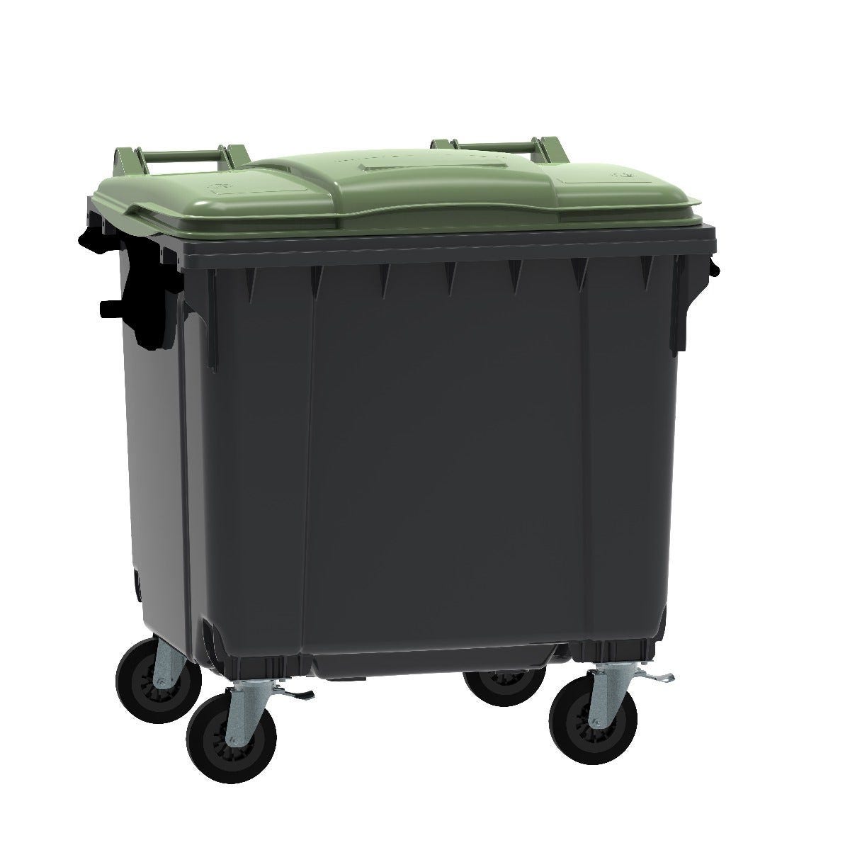 Afvalcontainer 1100 liter grijs met groen deksel