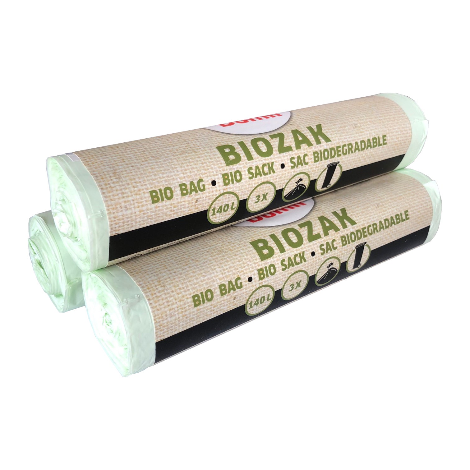 140 liter biozakken van Dumil. 3 rollen met 3 zakken