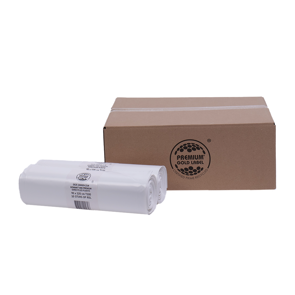 Otje vuilniszakken - 90x120 cm T100 | Vuilniszakken voor grofvuil en puin | Doos 100 stuks - witte afvalzakken | 200 liter | 100 micron