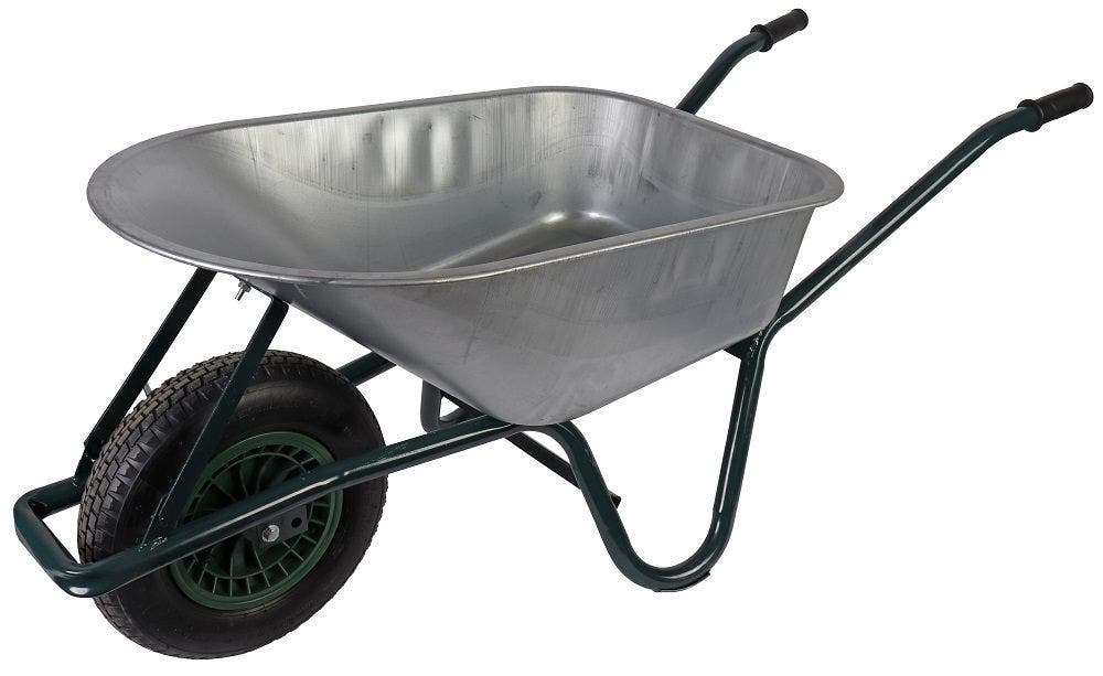 Stalen kruiwagen 85 liter met luchtband