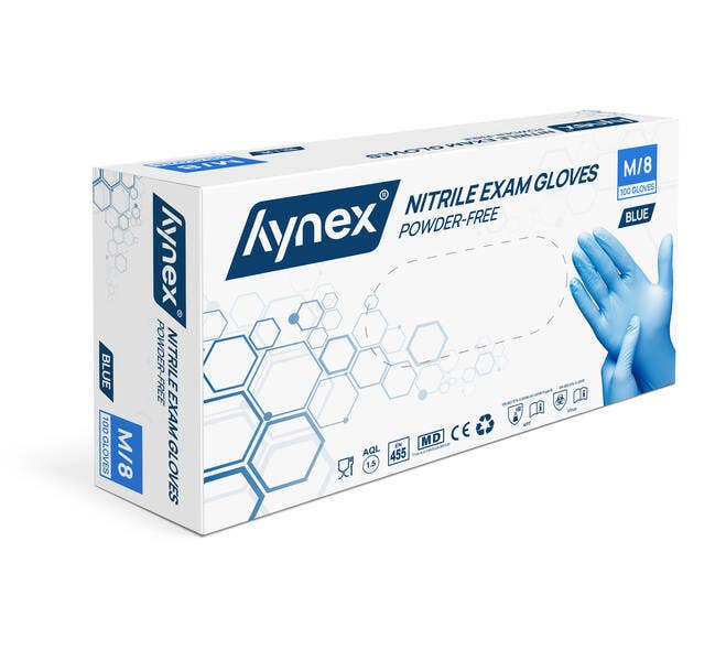 Hynex nitril handschoen blauw ongepoederd - Maat M - Doos 100 st