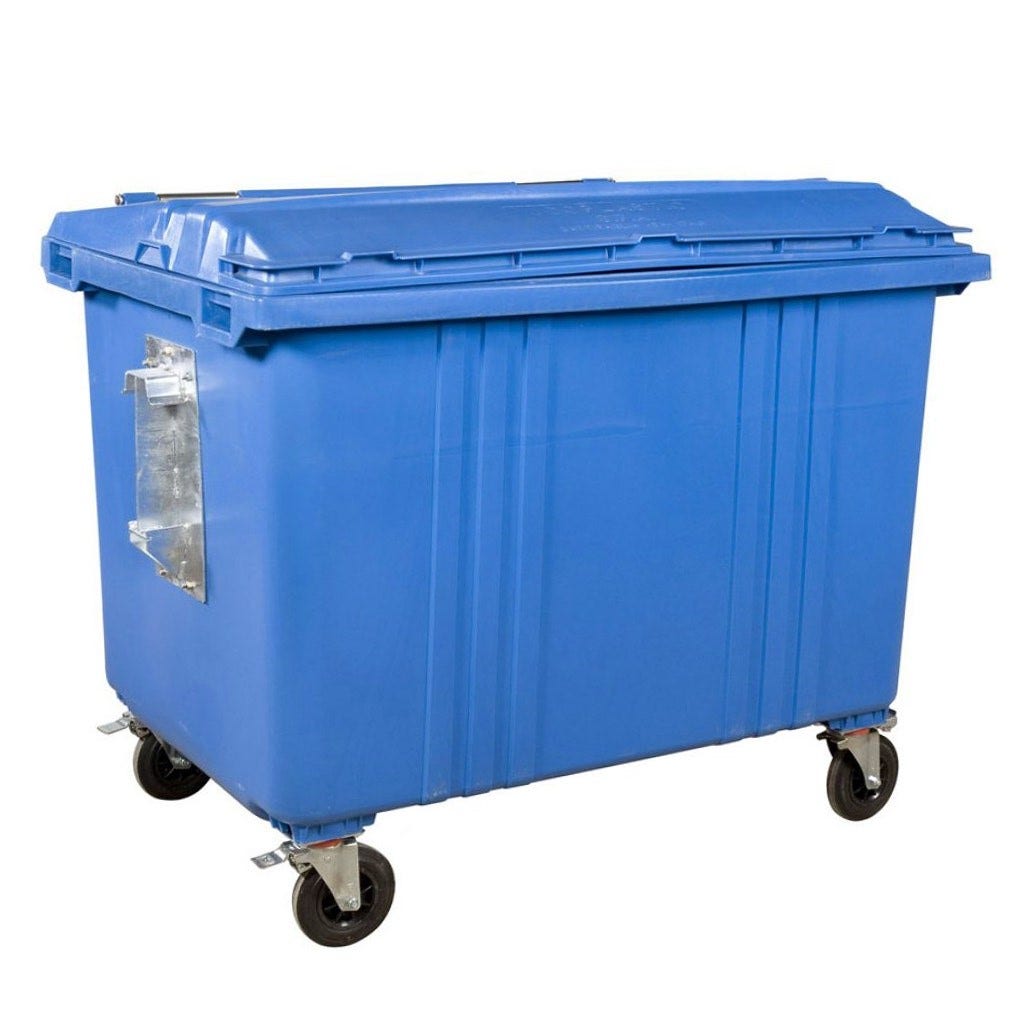 Afvalcontainer 1700 liter blauw met Geesink opname