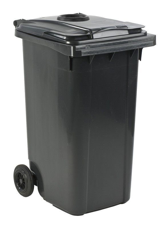 Afvalcontainer 240 liter grijs met inworprozet