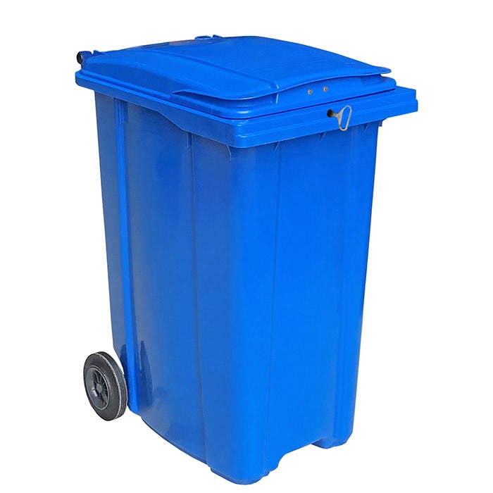 Afvalcontainer 360 liter blauw met driekantslot