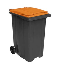 Afvalcontainer 360 liter grijs met oranje deksel