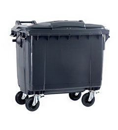Afvalcontainer 660 liter grijs met driekantslot