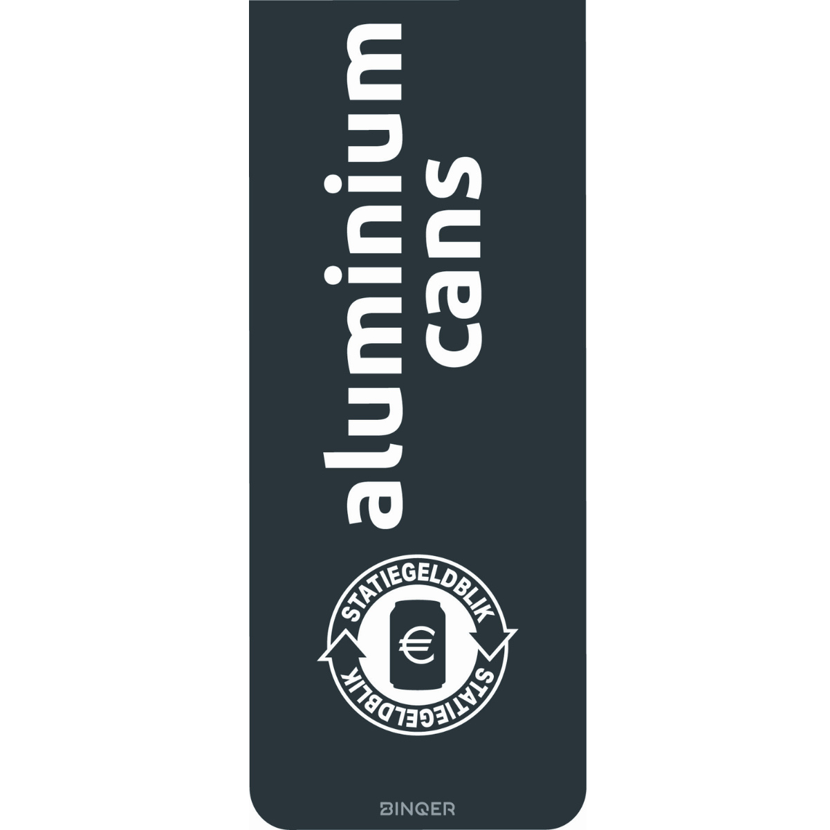 Sticker 65x160 mm cans (EN) zwart - statiegeld logo