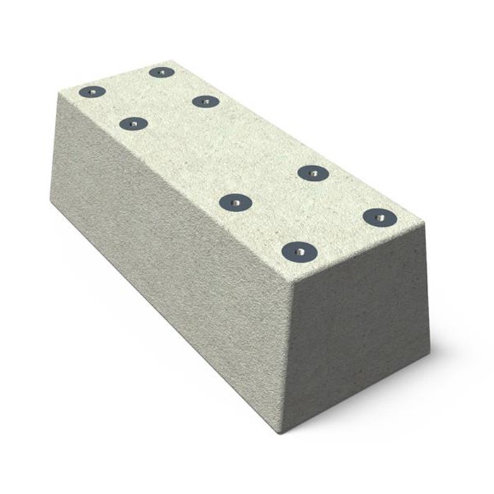 Betonpoer 600x250x200mm + 8 schroefhuls M12 voor Furns afvalbakken