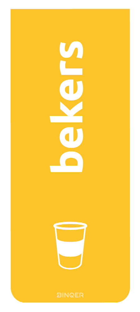 Sticker 65x160 mm bekers geel