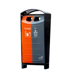 Buitenafvalbak voor afvalscheiding 2x 50 liter grijs/oranje