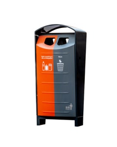 Buitenafvalbak voor afvalscheiding 2x 50 liter grijs/oranje