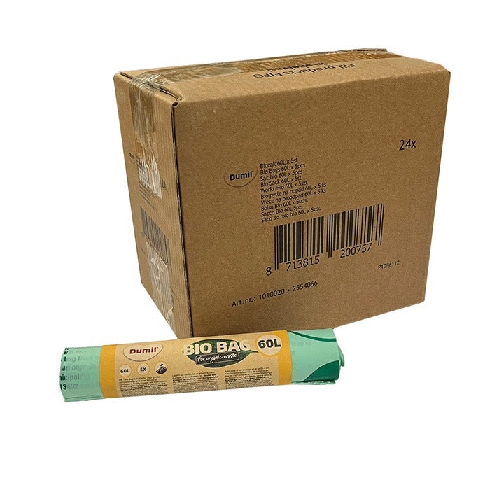Biozakken 60 liter groen 60x80 cm composteerbaar - Doos 120 zakken