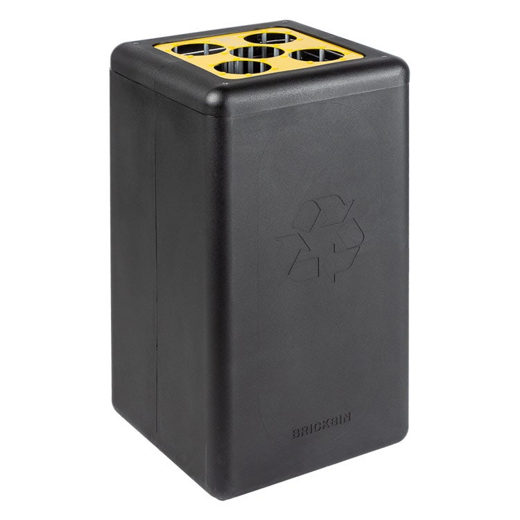 BrickBin 60 liter zwart met geel deksel voor (koffie)bekers