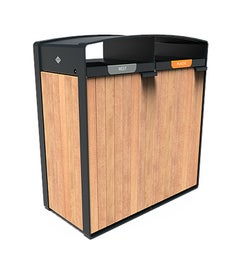 Buitenafvalbak Storr 2x100 liter zwartgrijs met hout