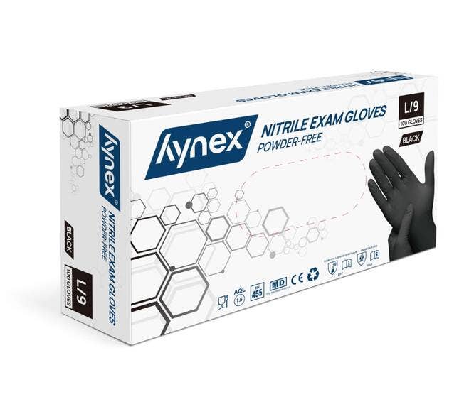 Hynex nitril handschoen zwart ongepoederd - Maat L - Doos 100 stuks