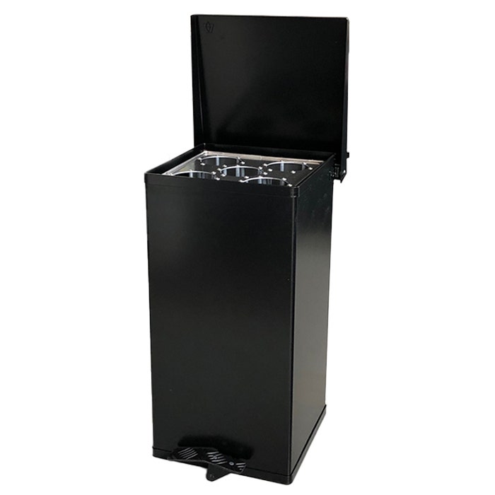 Bekerinzamelaar 55 liter zwart + voetpedaal