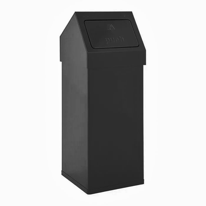 Carro Push prullenbak 55 liter zwart - Afneembaar deksel