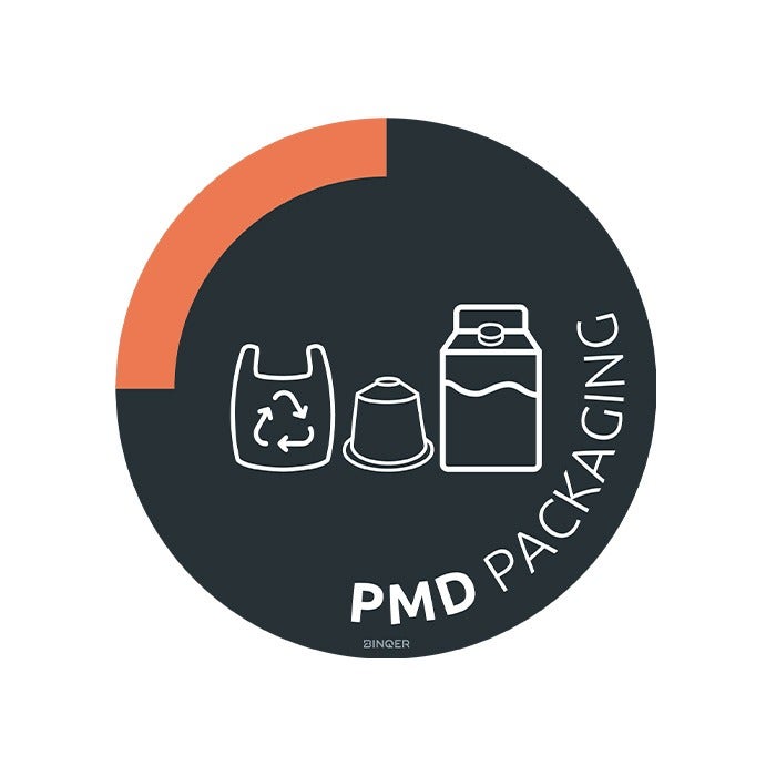 Containersticker voor PMD afval Ø170mm grijs/oranje