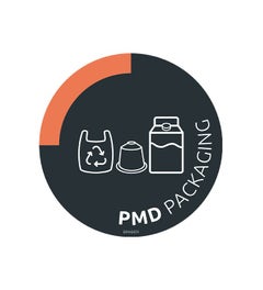 Containersticker voor PMD afval Ø170mm grijs/oranje