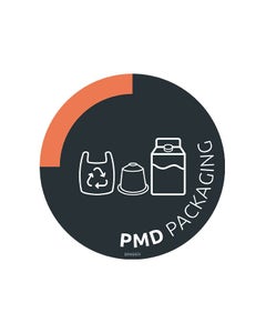 Containersticker voor PMD afval Ø170mm grijs/oranje