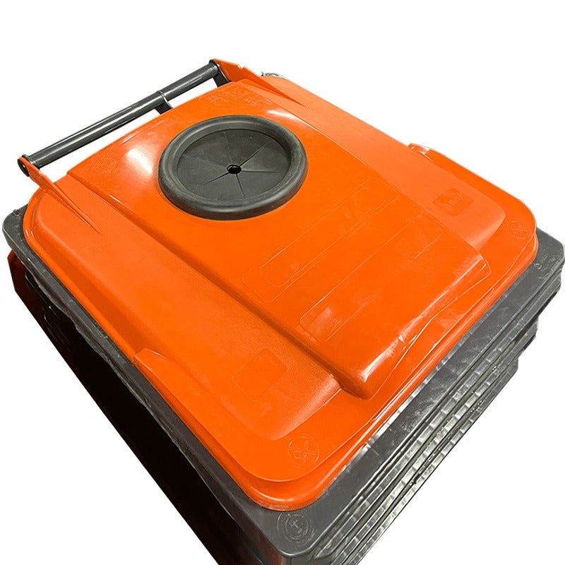 Deksel 120/140 liter oranje met Glasrozet