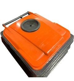 Deksel 120/140 liter oranje met Glasrozet