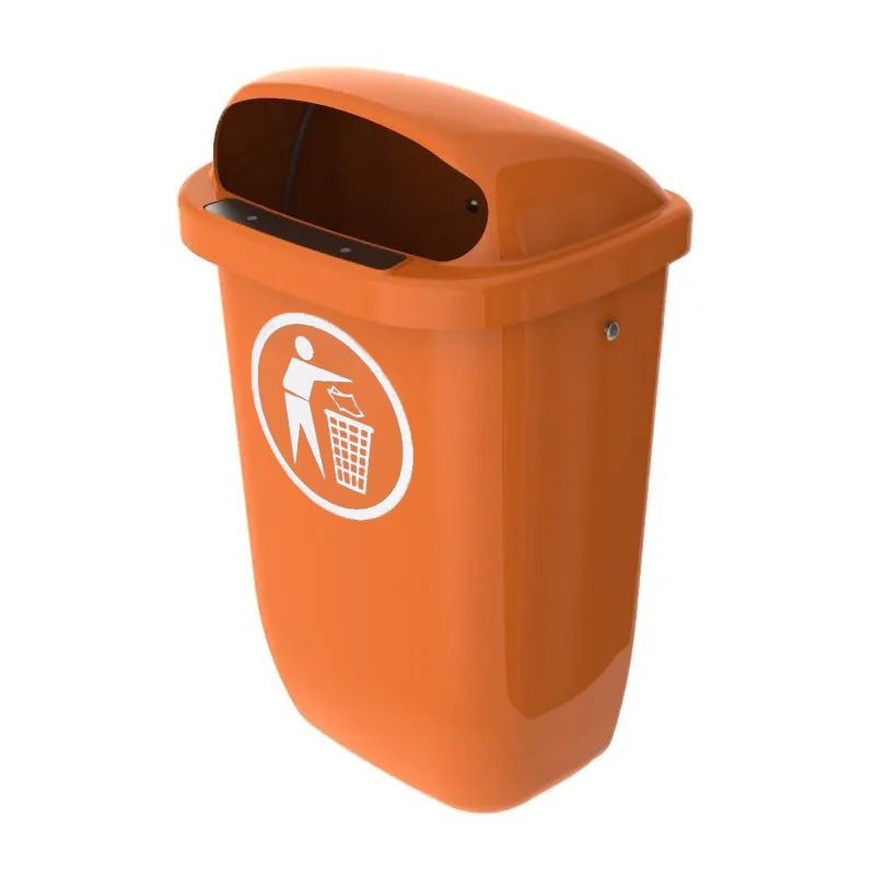 Kunststof buitenprullenbak 50 liter oranje - DIN PK - opdruk wit