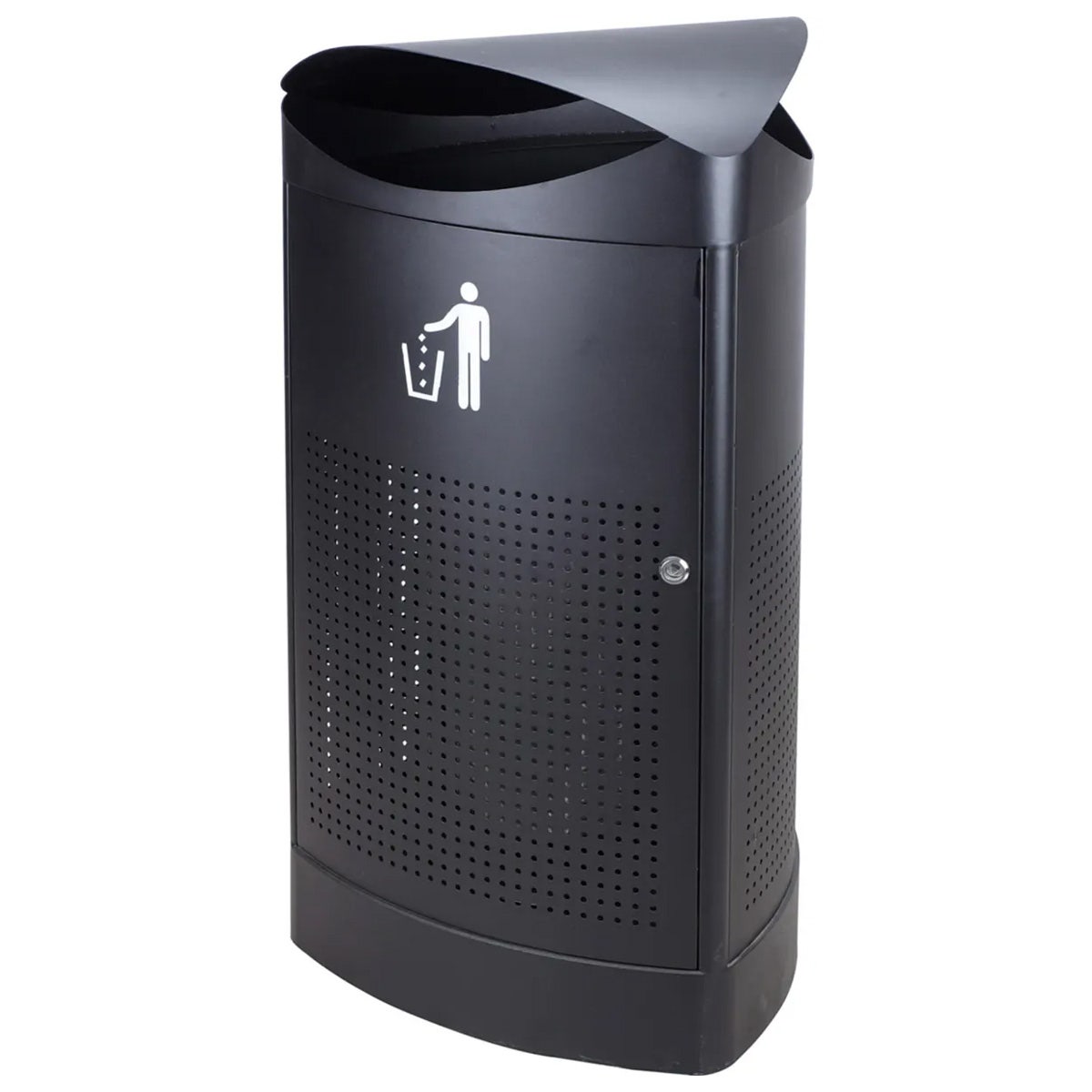 Driehoekige buitenafvalbak staal 60 liter zwart